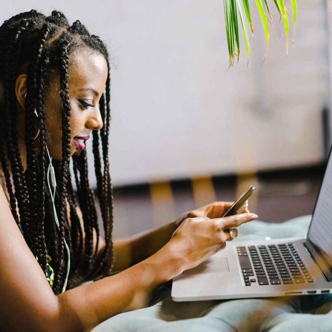 a woman using her phone